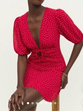 Reformation Red Polka Dot Mini Dress
